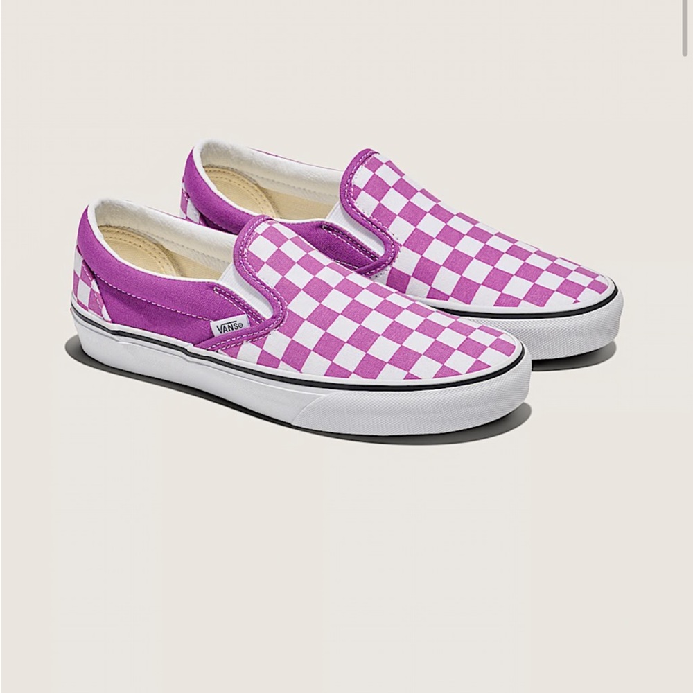 Vans Purple Checkered Slip-Ons